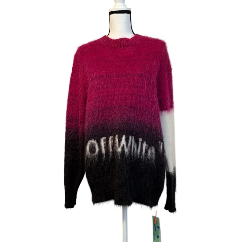 Off-White Mohair Helvetica Logo Sweater